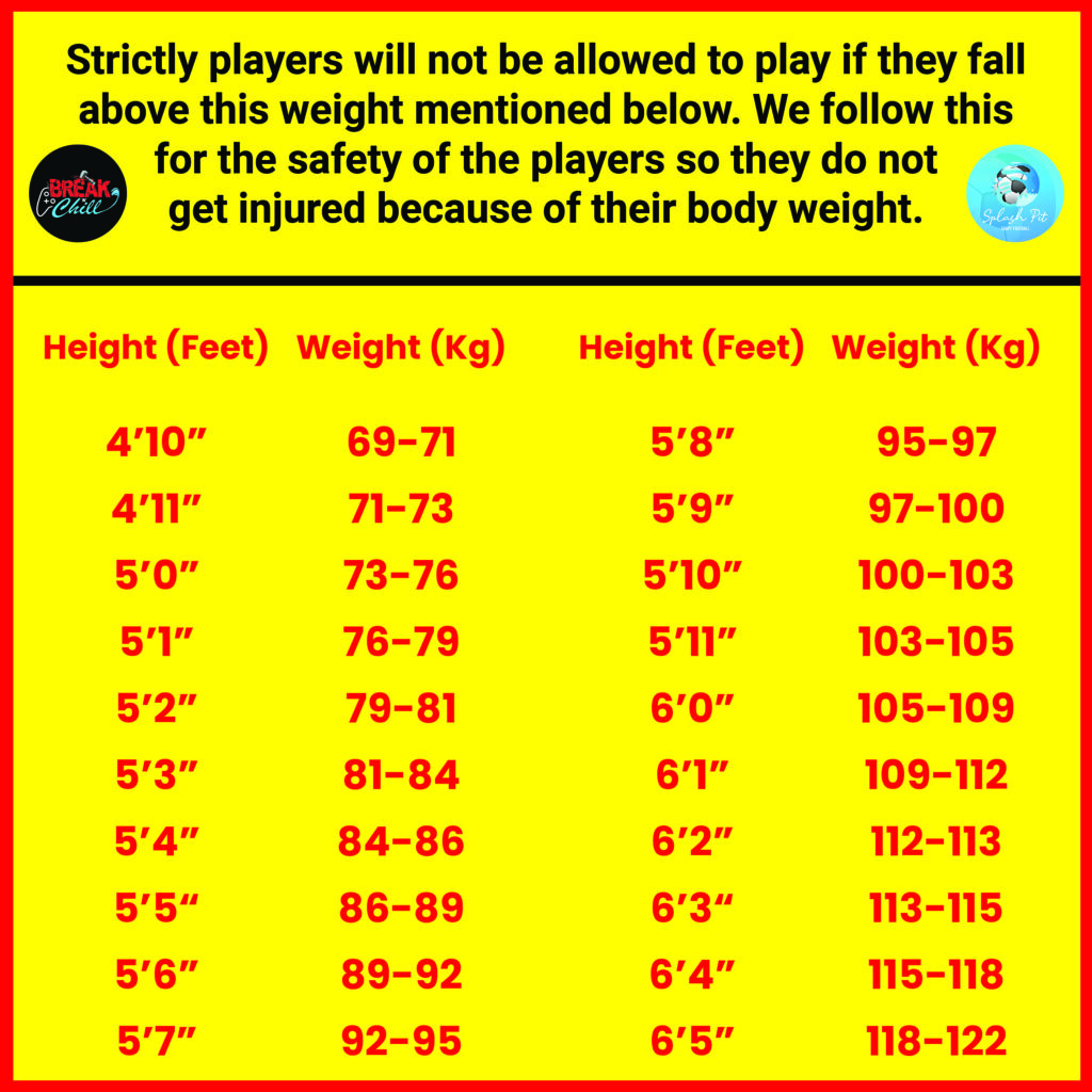 warning message for splash pit soapy football kochi - height requirements