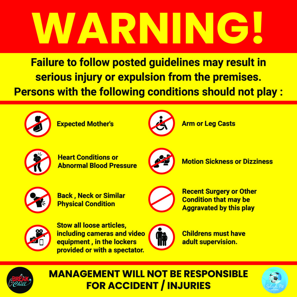 warning message for splash pit soapy football kochi